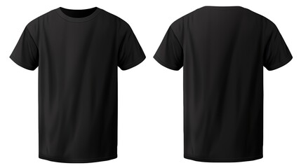 3d rendering of Set of Black front and back view t-shirt isolated on white background 
