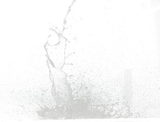 Throwing of Water splashes into drop water attack fluttering in wall floor and stop motion freeze shot. Splash Water for explosion texture graphic resource elements, black background isolated