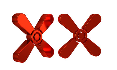 Obraz premium Red Plane propeller icon isolated on transparent background. Vintage aircraft propeller.