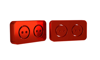 Red Electrical outlet icon isolated on transparent background. Power socket. Rosette symbol.