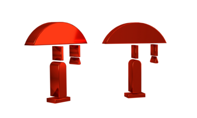 Red Table lamp icon isolated on transparent background.