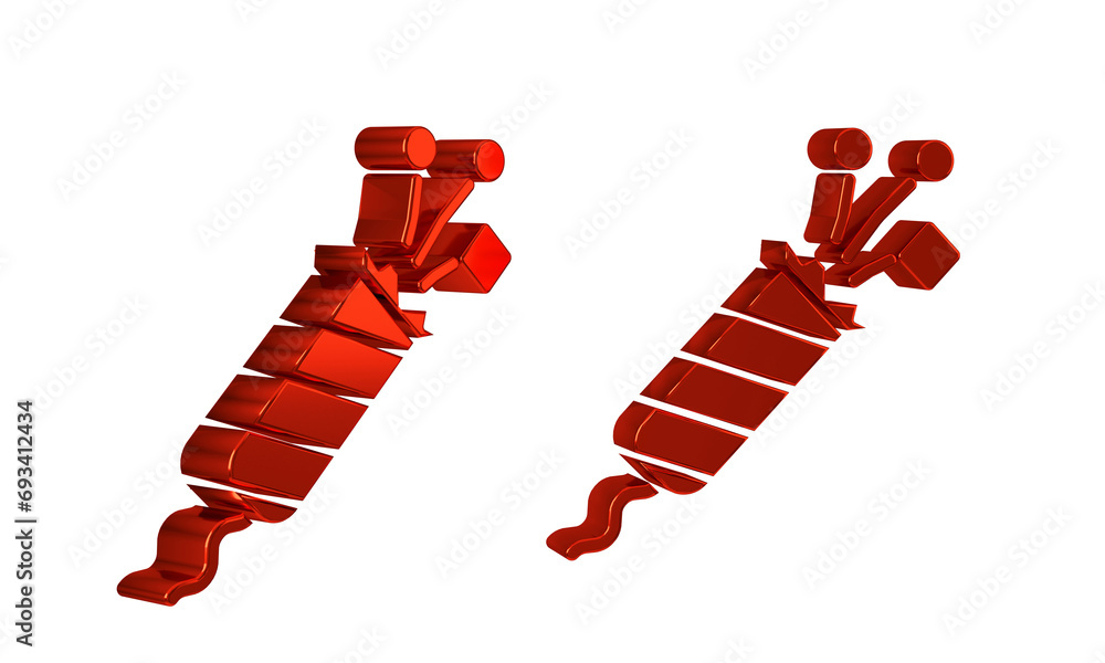 Poster red firework rocket icon isolated on transparent background. concept of fun party. explosive pyrotec