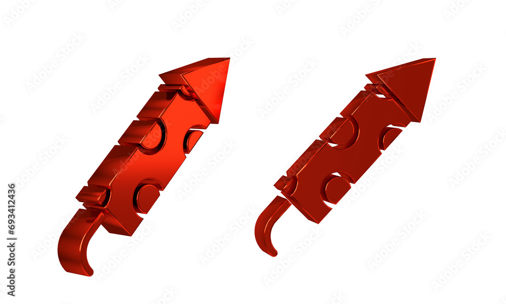 Poster red firework rocket icon isolated on transparent background. concept of fun party. explosive pyrotec