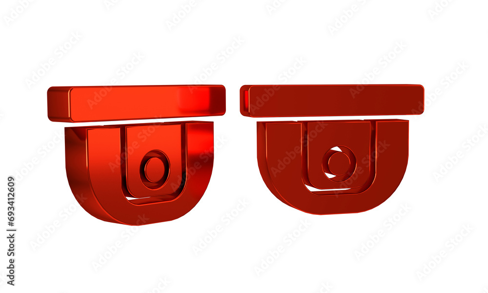 Poster red motion sensor icon isolated on transparent background.
