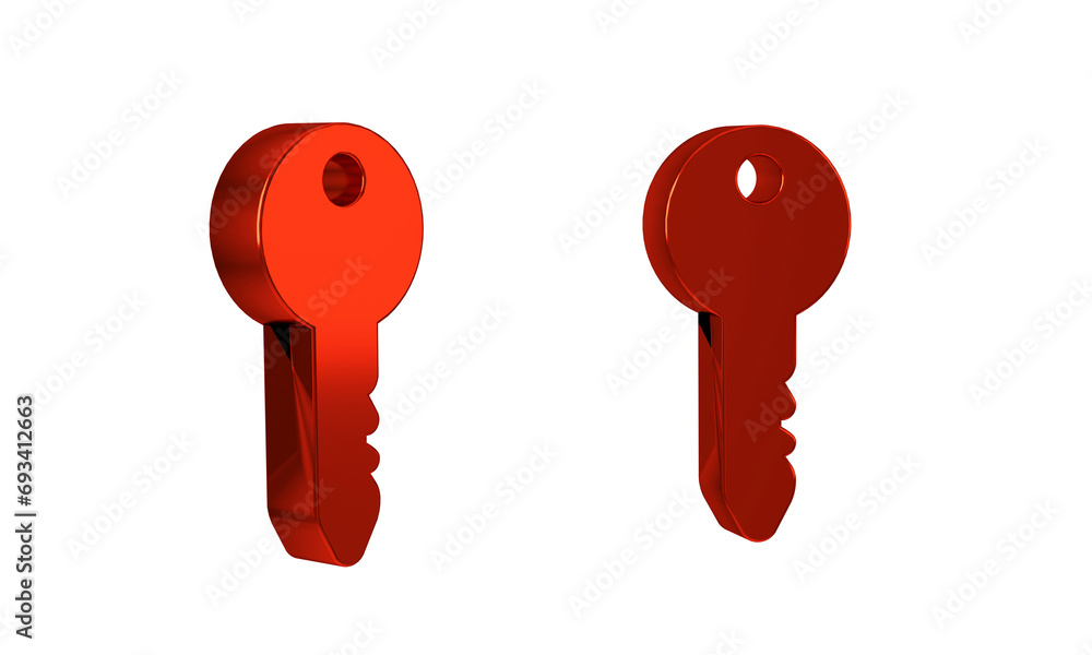 Poster red key icon isolated on transparent background.