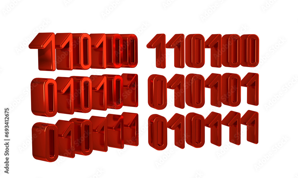 Poster red binary code icon isolated on transparent background.