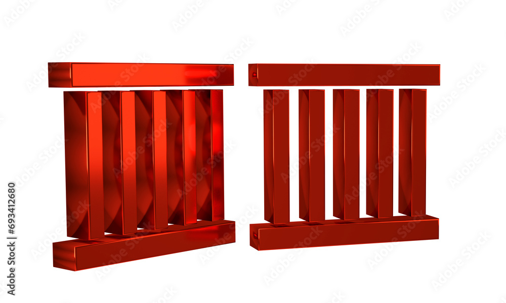 Poster red prison window icon isolated on transparent background.