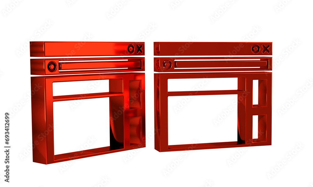 Poster red website template icon isolated on transparent background. internet communication protocol.
