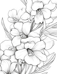 Flower coloring page isolated on transparent background