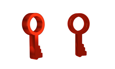 Red Old key icon isolated on transparent background.