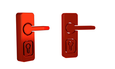 Red Door handle icon isolated on transparent background. Door lock sign.