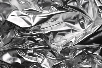 Tin foil background wallpaper, abstract crumpled silver metallic surface