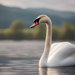 A portrait of a graceful swan gliding serenely on a lake1