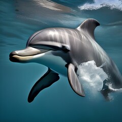 A portrait of a playful dolphin leaping joyfully in the ocean1