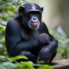 A portrait of an intelligent chimpanzee deep in contemplation2