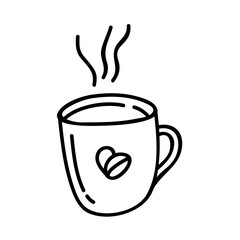 Cup of coffee icon in hand-drawn style