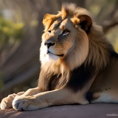 A portrait of a regal lion basking in the African sunlight1
