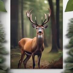 A portrait of a serene and graceful deer standing in a forest2