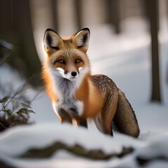Obraz premium A portrait of a playful and mischievous fox exploring the woods2