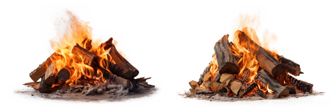 set of fire places campfire isolated on white or transparent png