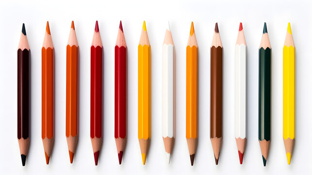 Set of colored pencils on wooden background	
