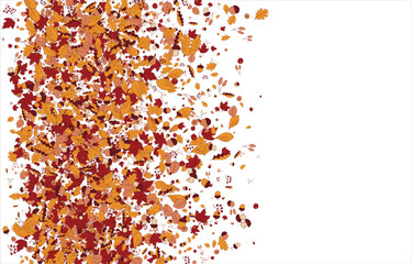 Square frame Background material designed with autumn leaves, branches, berries, fruits, mushroom. Vector illustration