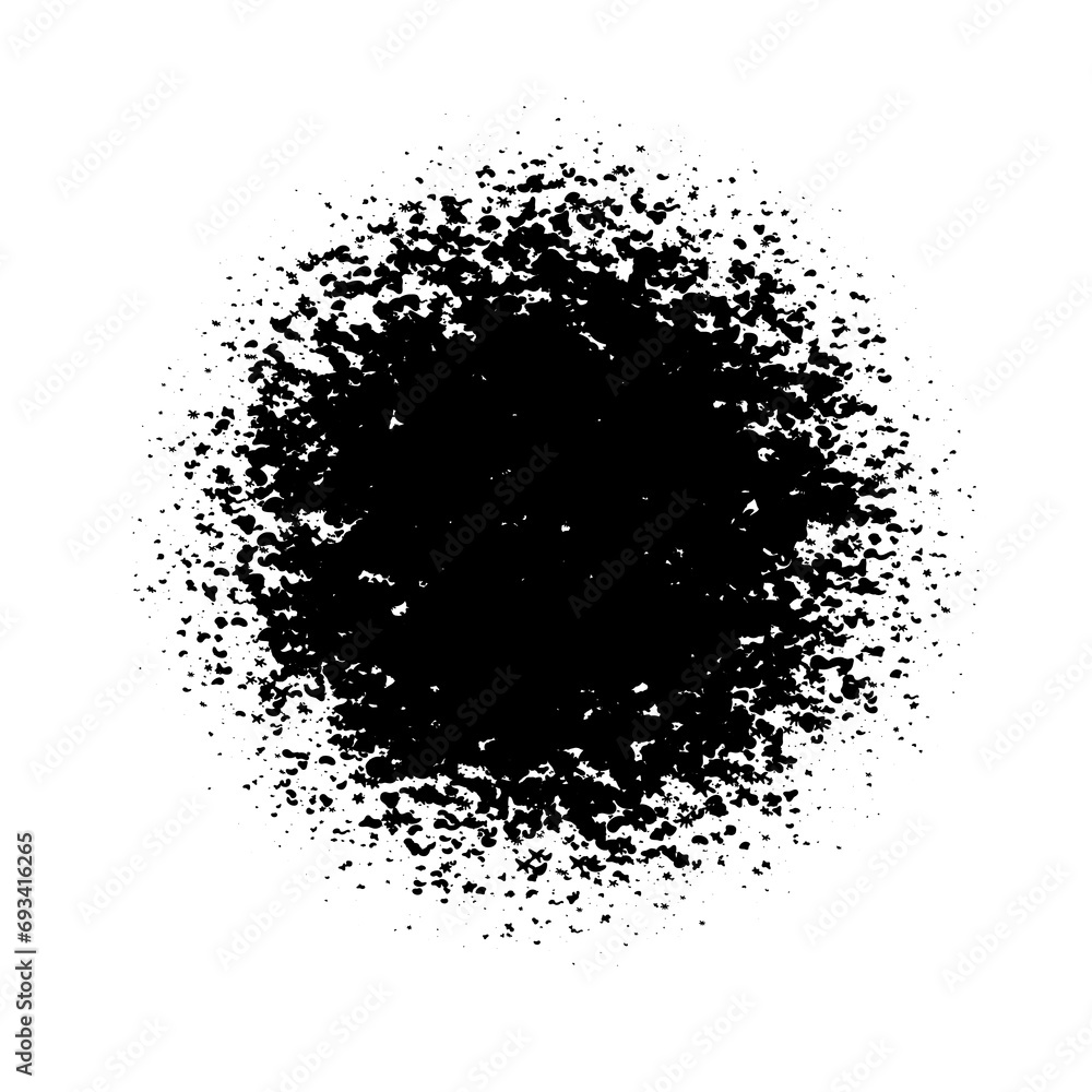Poster circle spray gradient pattern. grain dot round frame. noise texture ring. white black dust or sand c