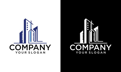 Obraz premium Blue Building logo for construction company, printing with modern concept Premium Vector for your company