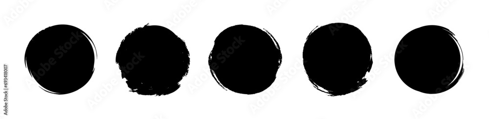 Poster set of black splashes. dirty circles texture elements, quote box speech template. paint grunge for p