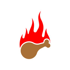 Fiery chicken food sign icon. Hot fast food symbol. Fiery food. Street food concept with pepper.