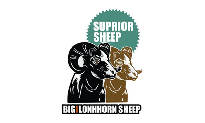BIG HORN SHEEP HEAD LOGO, silhouette of great ram face vector illustrations