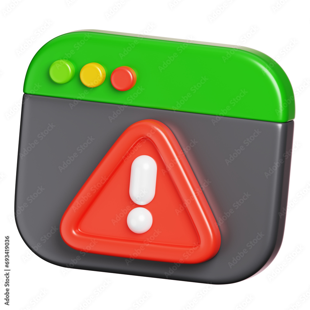 Poster not available webserver response, webpage with warning sign. computer network security icon. 3d illu