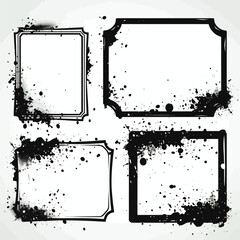 Fototapeta na wymiar Grunge black splatter vector frames silhouettes on white background Generative AI 