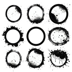 Grunge black splatter vector frames silhouettes on white background Generative AI 