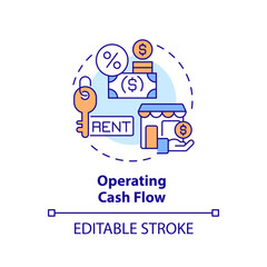 2D editable multicolor operating cash flow icon, simple isolated vector, thin line illustration representing cash flow management.