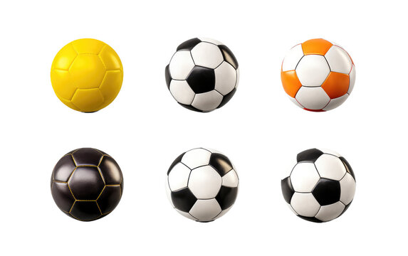 Sphere Spectrum Soccer Balls Galore on a White or Clear Surface PNG Transparent Background