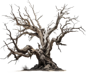 Dead dry tree isolated on transparent background