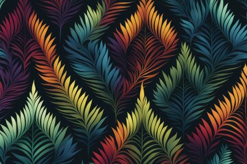 Seamless pattern for fractal fern spear fabrics in rich, deep colors, abstract background, Plants and Flowers concept, generative ai	 - obrazy, fototapety, plakaty