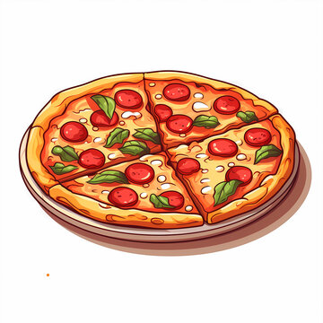 Hand drawn cartoon delicious pizza illustration picture

