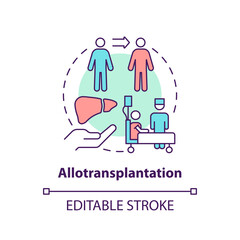 2D editable multicolor allotransplantation icon, simple isolated vector, thin line illustration representing cell therapy.