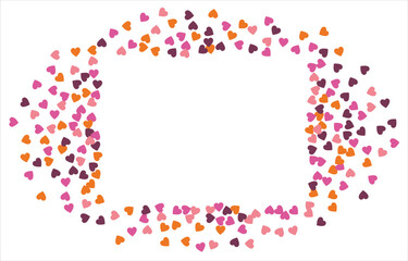 Festive heart banner design. Valentine's Day. Bright confetti hearts. Vector illustration.
