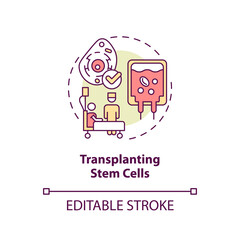 2D editable multicolor transplanting stem cells icon, simple isolated vector, thin line illustration representing cell therapy.