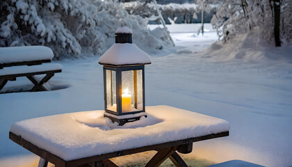 lamp in the snow