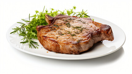 Pork steak on white background