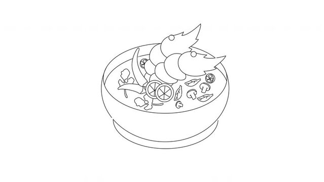 Animated sketch icon for Tom Yam, a typical Thai food
