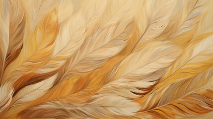 Abstract feathers, gold, oil paint