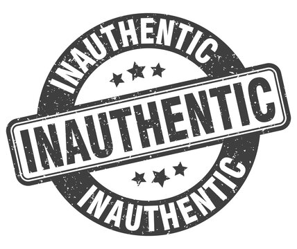 inauthentic stamp. inauthentic label. round grunge sign