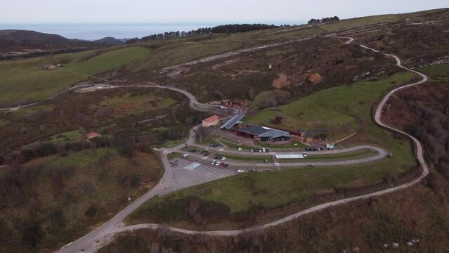 General aerial view of the main access to the El Soplao cave, in Cantabria, Spain.
