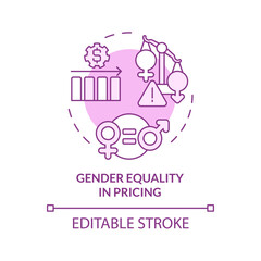 2D editable pink gender equality in pricing icon, isolated monochromatic vector, thin line illustration representing pink tax.