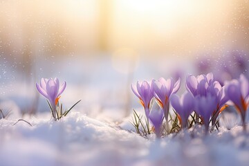 Background, blurred, crocus wildflowers